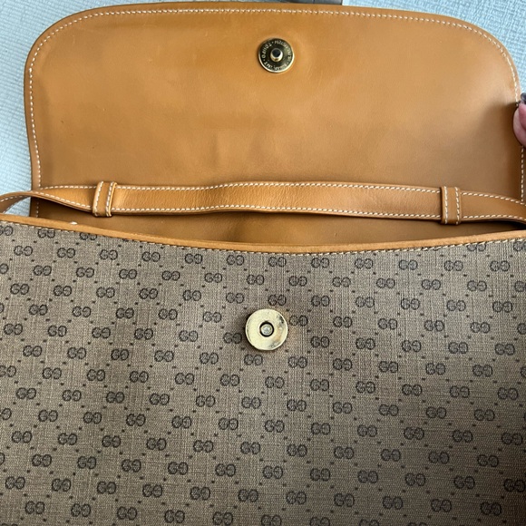 GUCCI Vintage Crossbody Coated Canvas Leather Tan Brown + unbranded dust bag - Picture 4 of 12